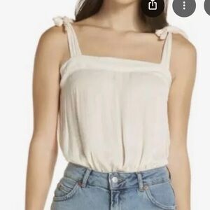 Free People Ties Over Guys Cream Bodysuit